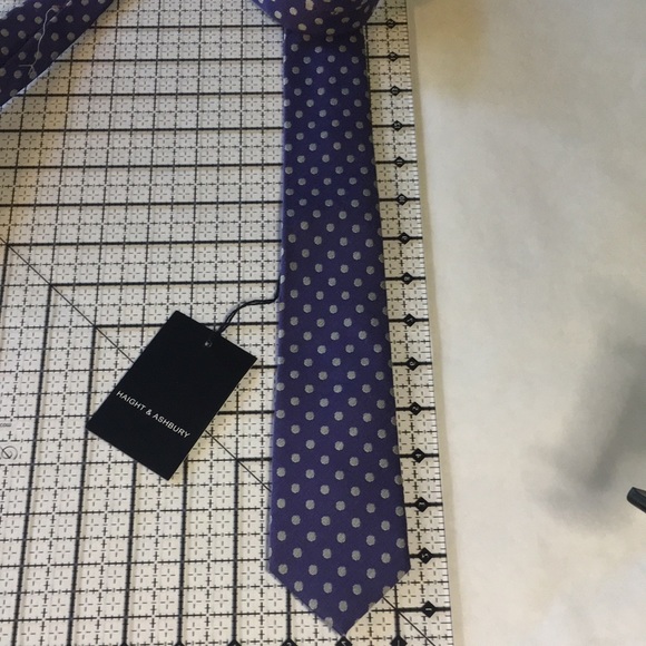 Haight & Ashbury purple with grey polka dots cotton tie NWT - Picture 5 of 7